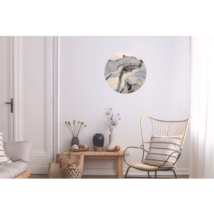 Wandcirkel - Aluminium - Marmer - Goud - Grijs — 2