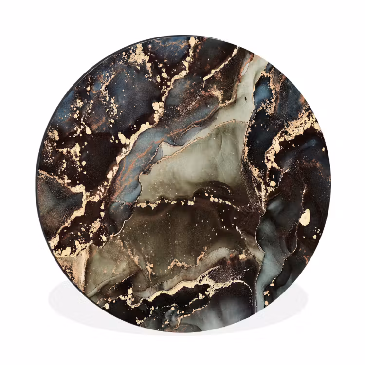 Wandcirkel - Aluminium - Marmer - Goud - Groen — 1