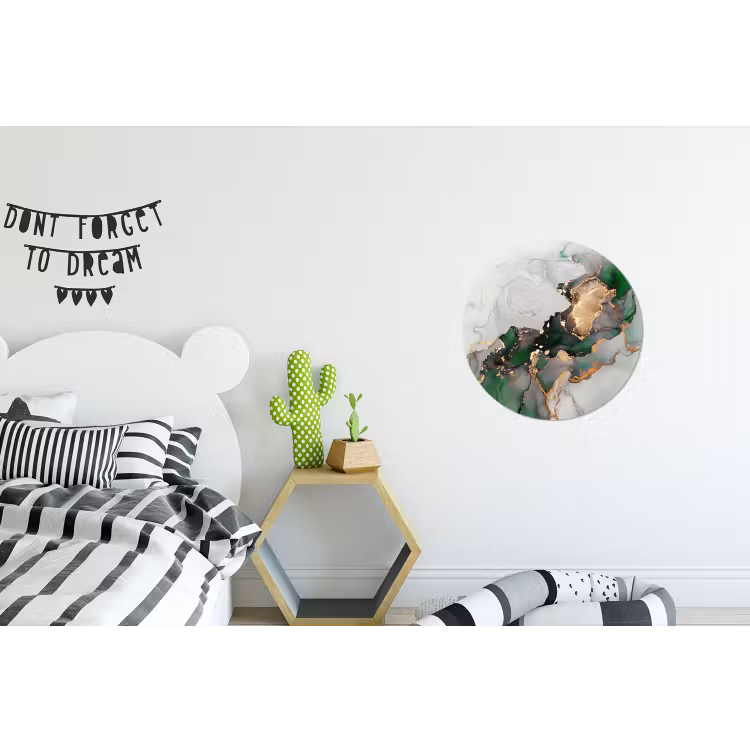 Wandcirkel - Aluminium - Marmer - Goud - Groen - Luxe — 5