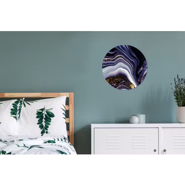 Wandcirkel - Aluminium - Marmer - Paars - Luxe - Marmerlook - Glitter — 4