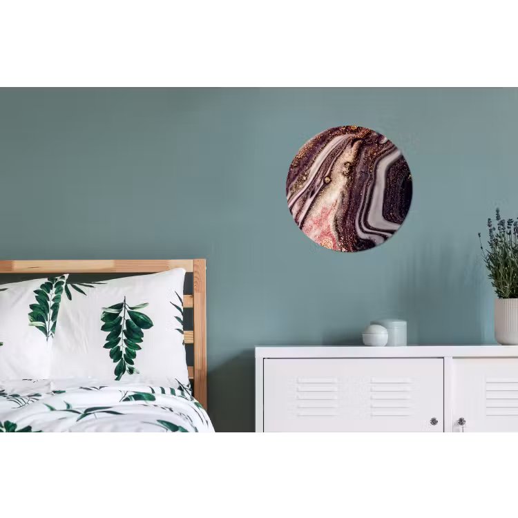 Wandcirkel - Aluminium - Marmer - Roze - Goud - Glitter - Marmerlook — 4