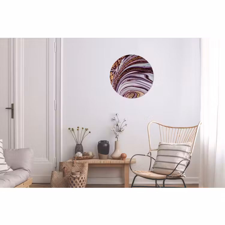 Wandcirkel - Aluminium - Marmer - Roze - Goud - Glitter - Marmerlook - Luxe — 2