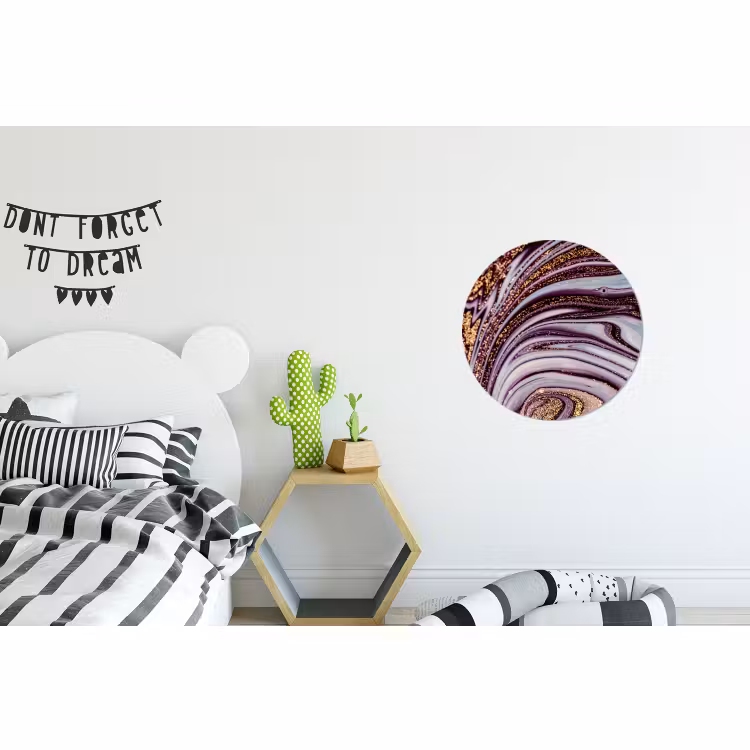 Wandcirkel - Aluminium - Marmer - Roze - Goud - Glitter - Marmerlook - Luxe — 5