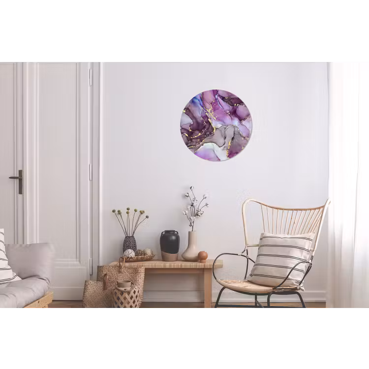 Wandcirkel - Aluminium - Marmer - Roze - Paars - Gold — 2