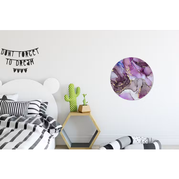 Wandcirkel - Aluminium - Marmer - Roze - Paars - Gold — 5
