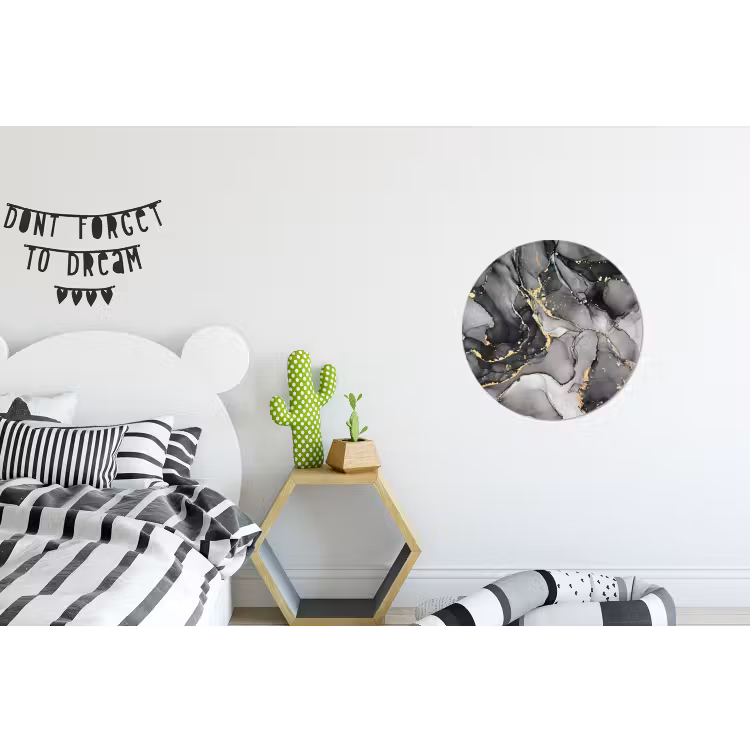 Wandcirkel - Aluminium - Marmer - Zwart - Goud - Grijs — 5