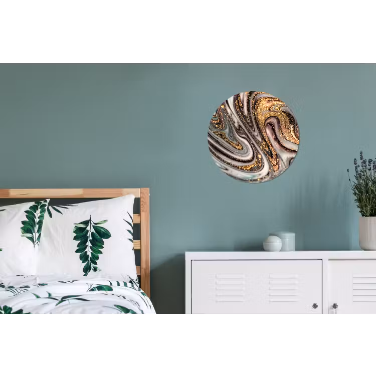 Wandcirkel - Aluminium - Marmerlook - Goud - Glitter - Luxe - Marmer - Wit — 4