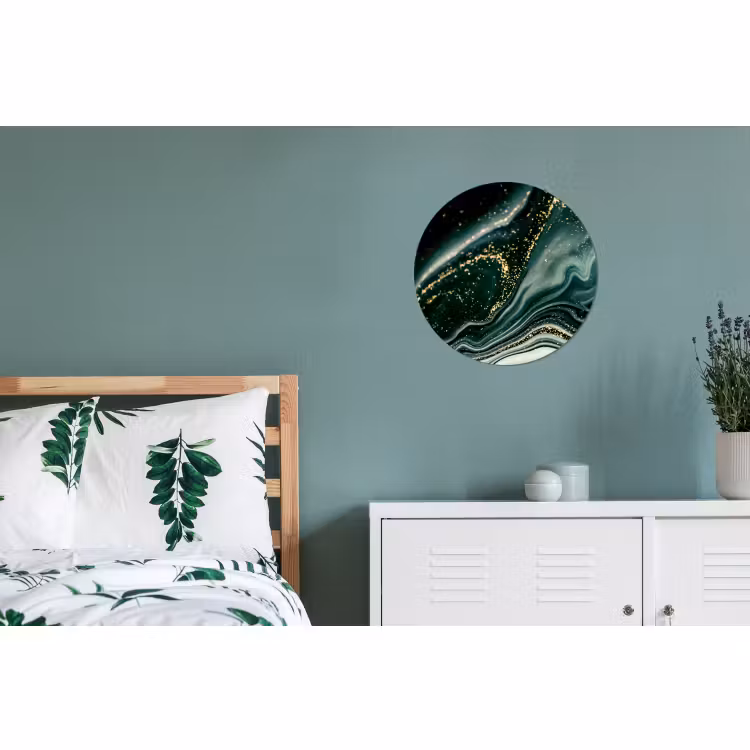 Wandcirkel - Aluminium - Marmerlook - Goud - Groen - Glitter - Design - Marmer — 4