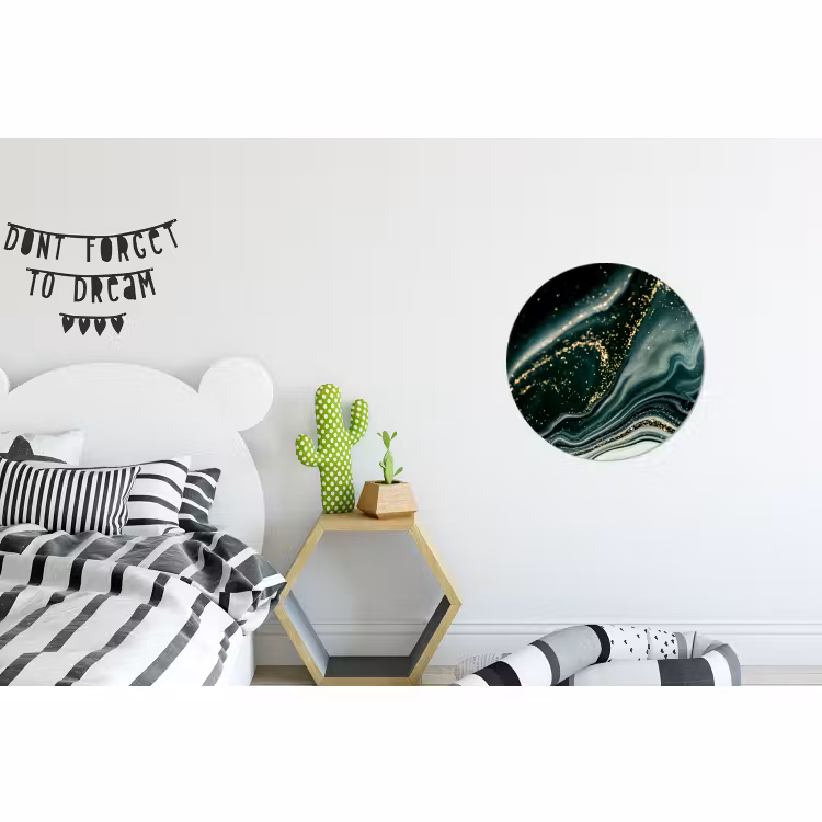 Wandcirkel - Aluminium - Marmerlook - Goud - Groen - Glitter - Design - Marmer — 5