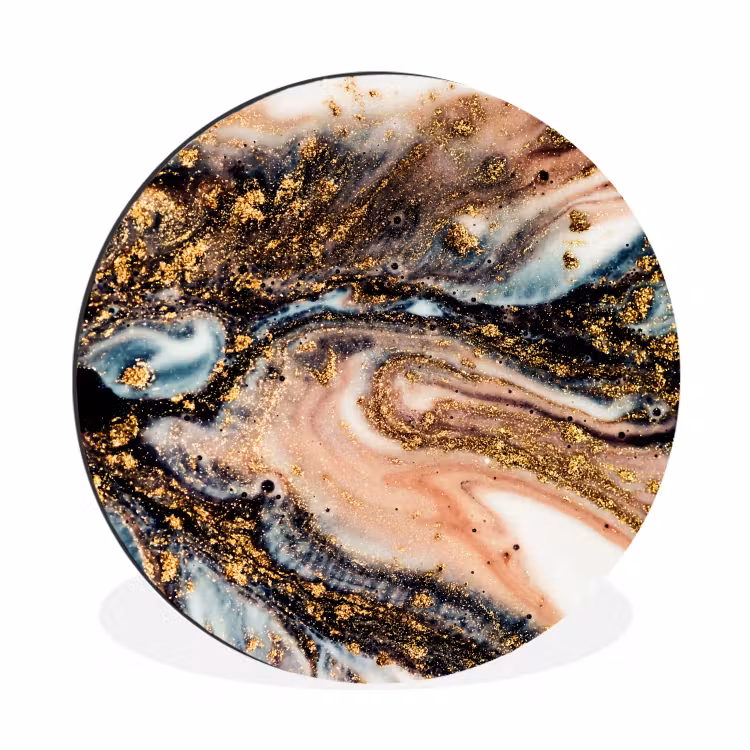 Wandcirkel - Aluminium - Marmerlook - Goud - Zwart - Glitter - Chic — 1