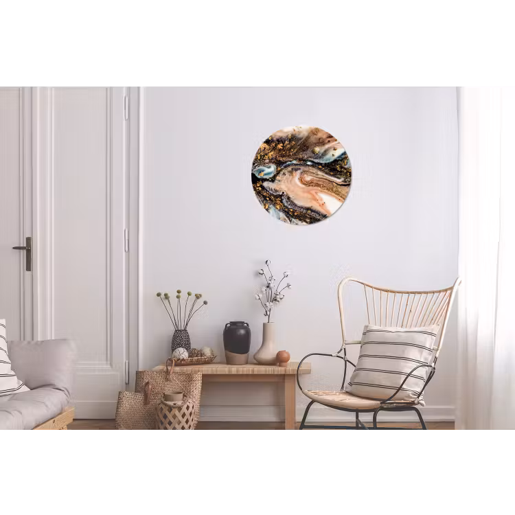 Wandcirkel - Aluminium - Marmerlook - Goud - Zwart - Glitter - Chic — 2