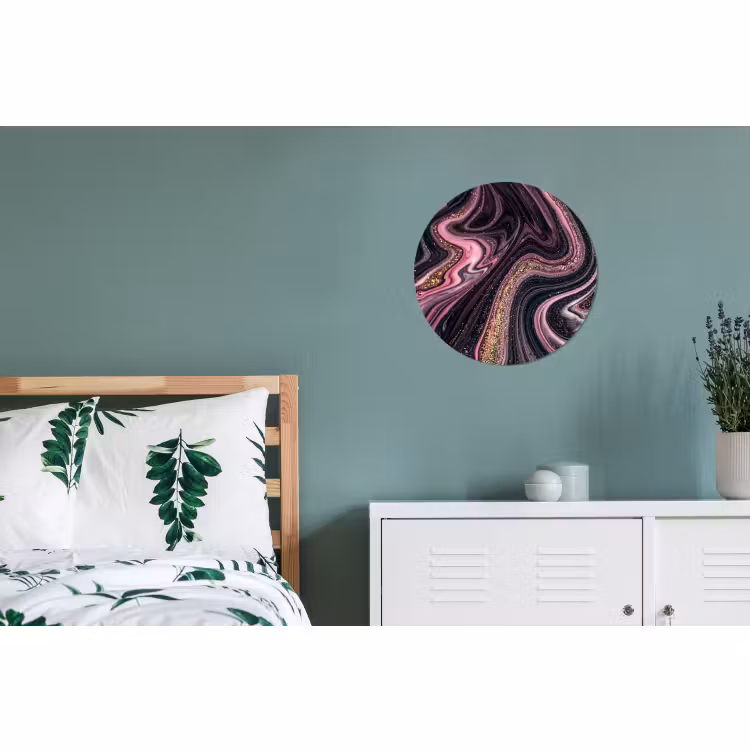 Wandcirkel - Aluminium - Marmerlook - Roze - Paars - Goud - Luxe - Marmer — 4