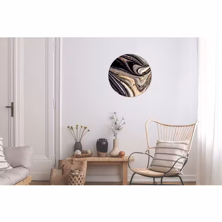 Wandcirkel - Aluminium - Marmerlook - Zwart - Goud - Wit - Glitter - Marmer — 2
