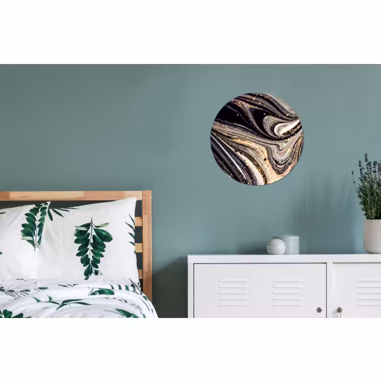 Wandcirkel - Aluminium - Marmerlook - Zwart - Goud - Wit - Glitter - Marmer — 4