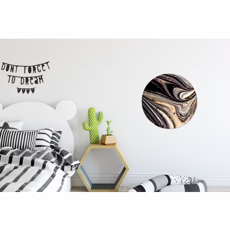 Wandcirkel - Aluminium - Marmerlook - Zwart - Goud - Wit - Glitter - Marmer — 5