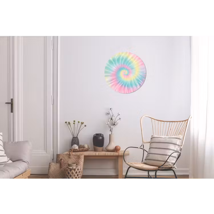 Wandcirkel - Aluminium - Pasteltinten - Tie dye - Roze — 2
