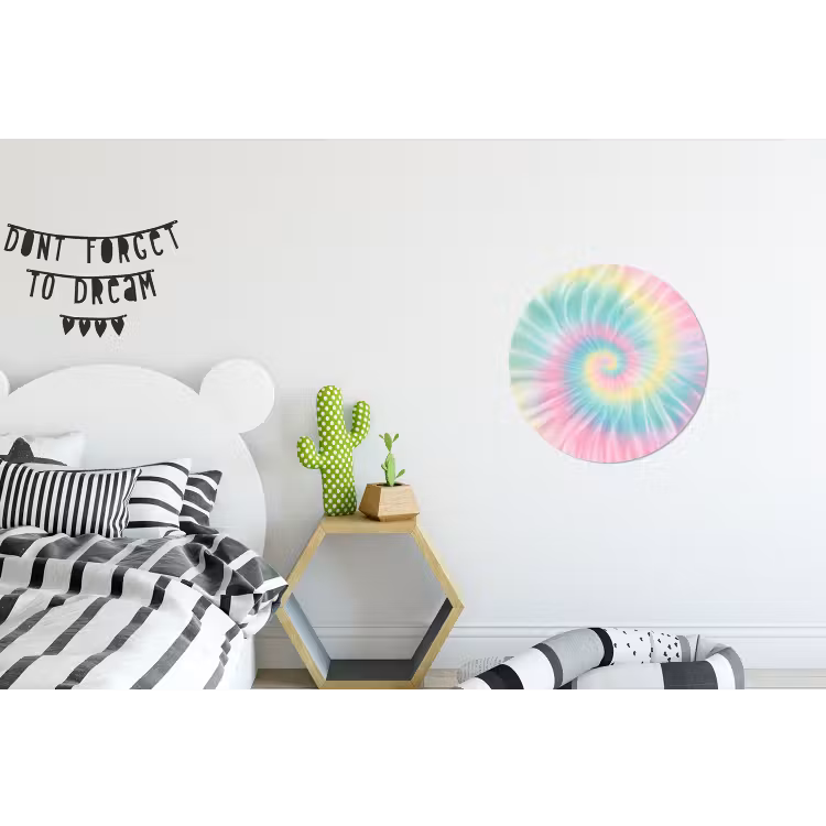 Wandcirkel - Aluminium - Pasteltinten - Tie dye - Roze — 5
