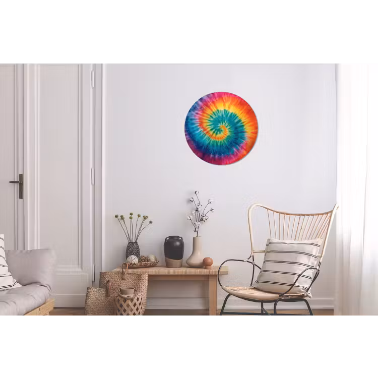 Wandcirkel - Aluminium - Regenboogkleuren - Tie dye - — 2