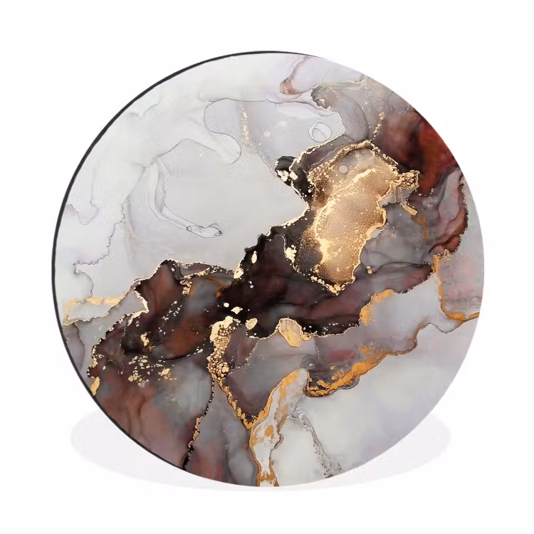 Wandcirkel - Aluminium - Rood - Marmer - Goud — 1