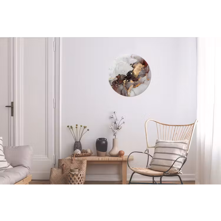 Wandcirkel - Aluminium - Rood - Marmer - Goud — 2