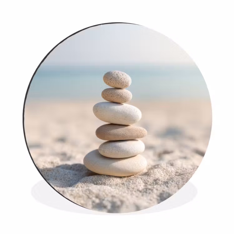 Wandcirkel - Aluminium - Stenen - Stapel - Zand - Zee — 1
