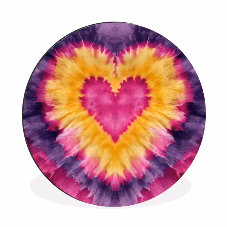 Wandcirkel - Aluminium - Tie dye - Hartvorm - Vlammen - Oranje — 1