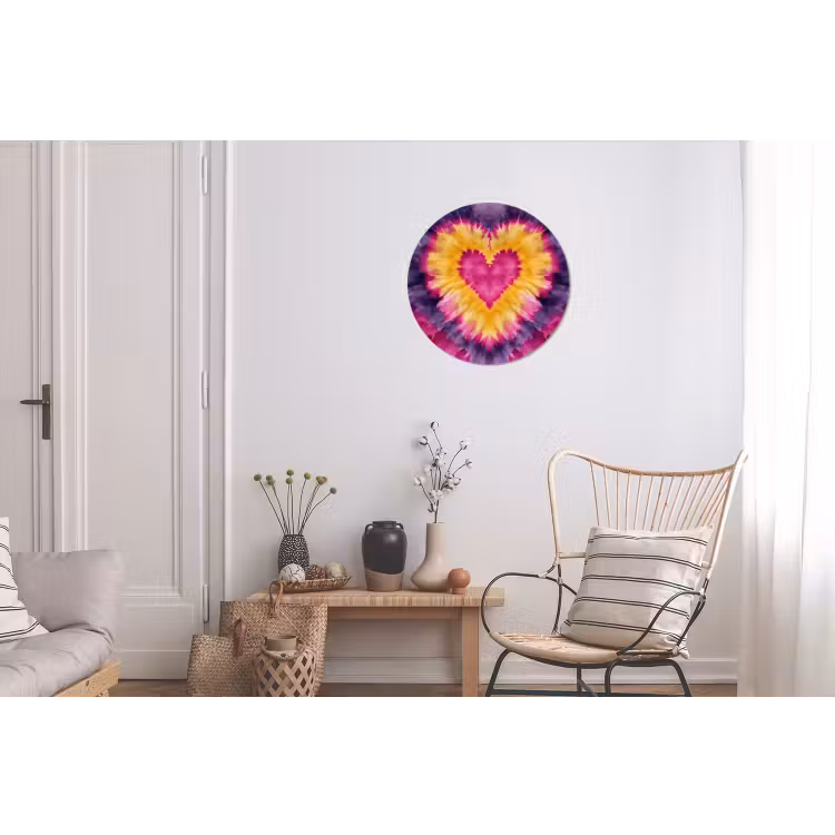 Wandcirkel - Aluminium - Tie dye - Hartvorm - Vlammen - Oranje — 2