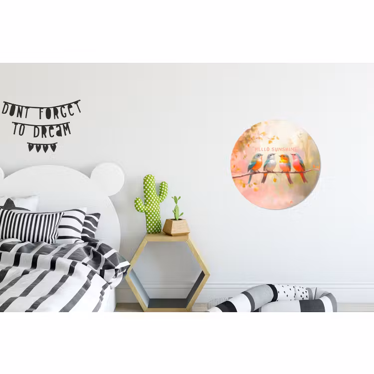 Wandcirkel - Aluminium - Vogels - Tak - Quote - Roze — 5