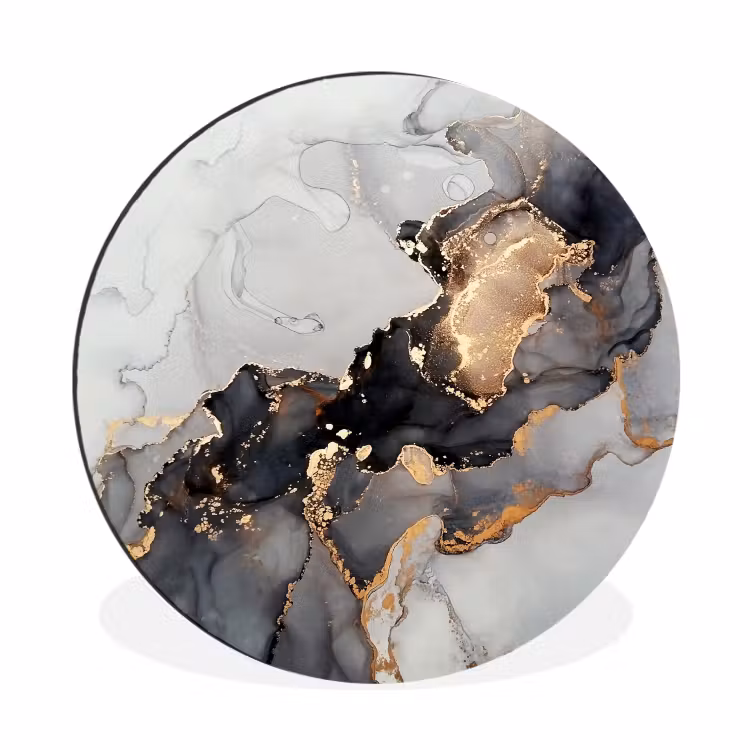 Wandcirkel - Aluminium - Zwart - Marmer - Luxe - Goud — 1