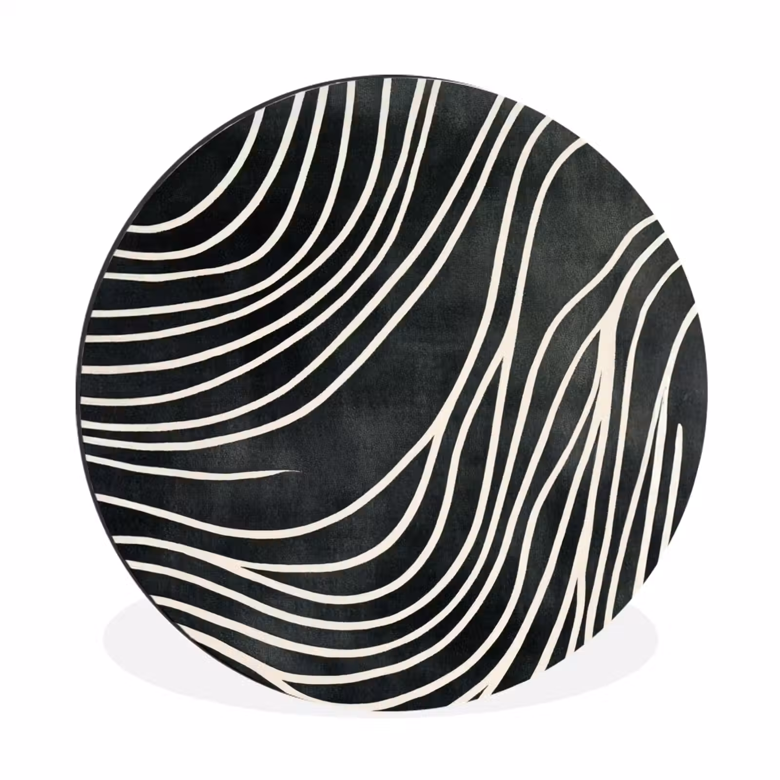 Wandcirkel - Aluminium - Lijnen - Patroon - Abstract - Wit — 1