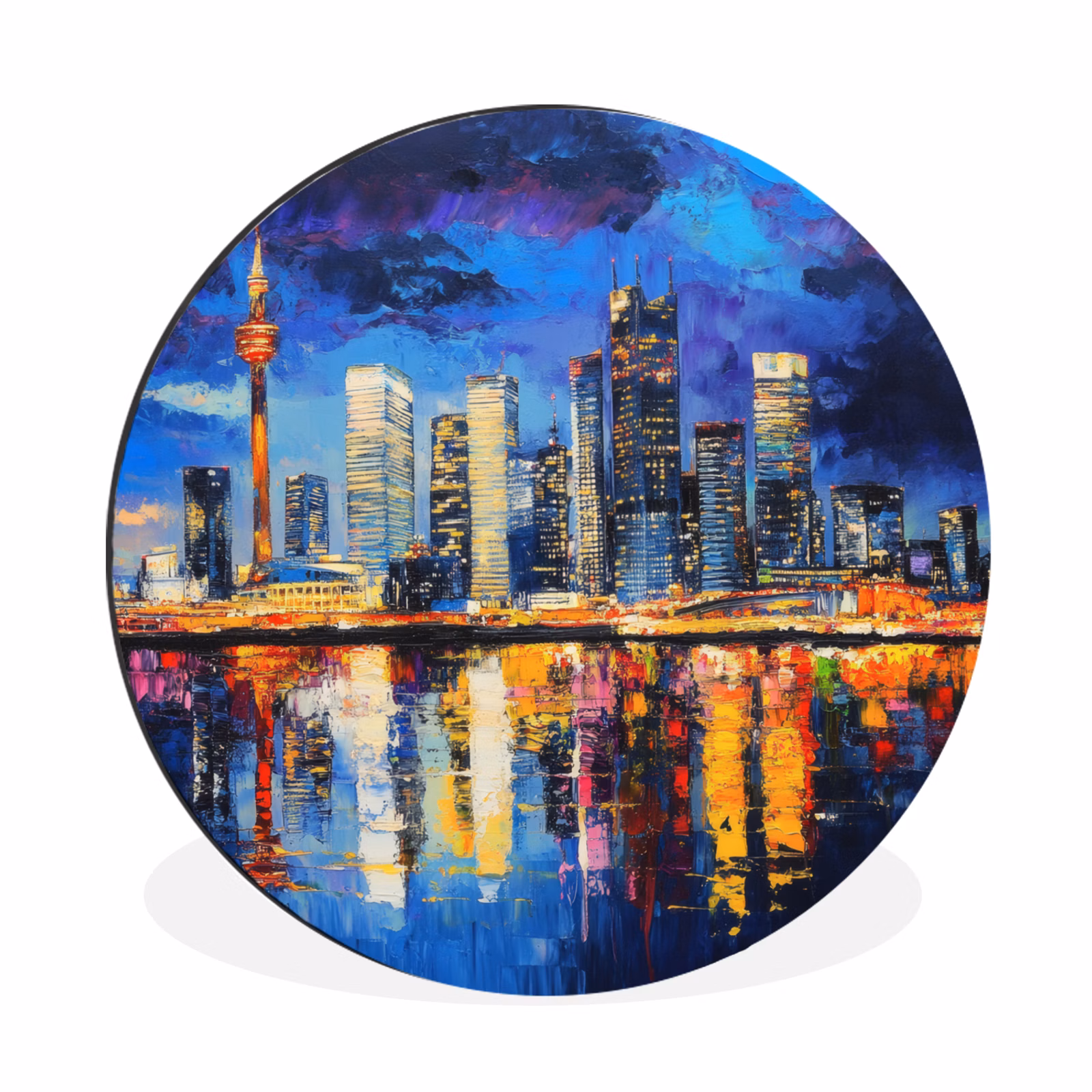 Wandcirkel - Aluminium - Skyline Toronto - Modern - Stadslicht - Blauw — 1