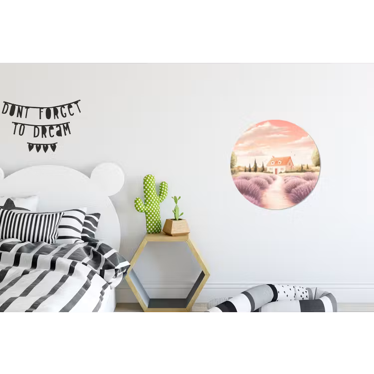 Wandcirkel - Aluminium - Lavendelveld - Huis - Paars — 5