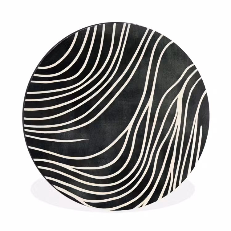 Wandcirkel - Aluminium - Lijnen - Patroon - Abstract - Wit — 1