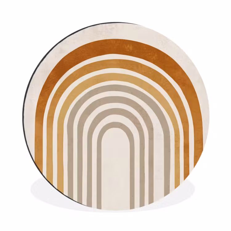 Wandcirkel - Aluminium - Minimalistisch - Boog - Lijnen - Beige — 1