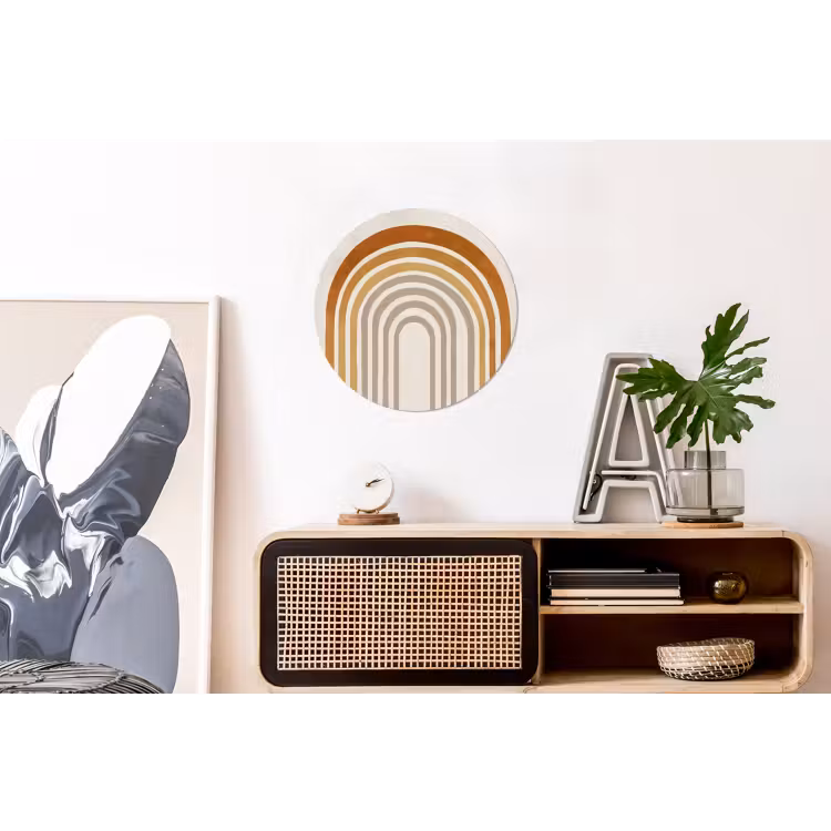 Wandcirkel - Aluminium - Minimalistisch - Boog - Lijnen - Beige — 3