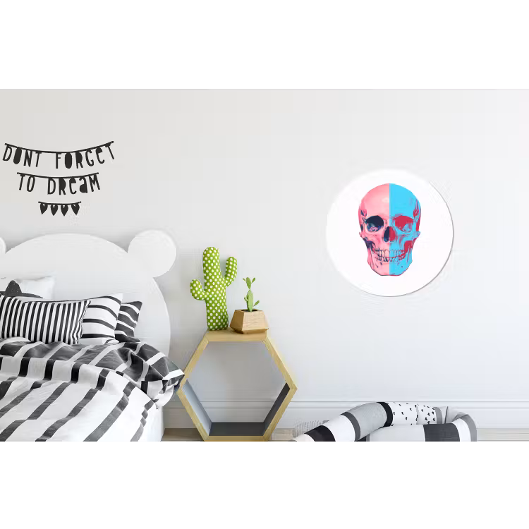 Wandcirkel - Aluminium - Schedel - Grafisch - Roze - Verdeeld — 5