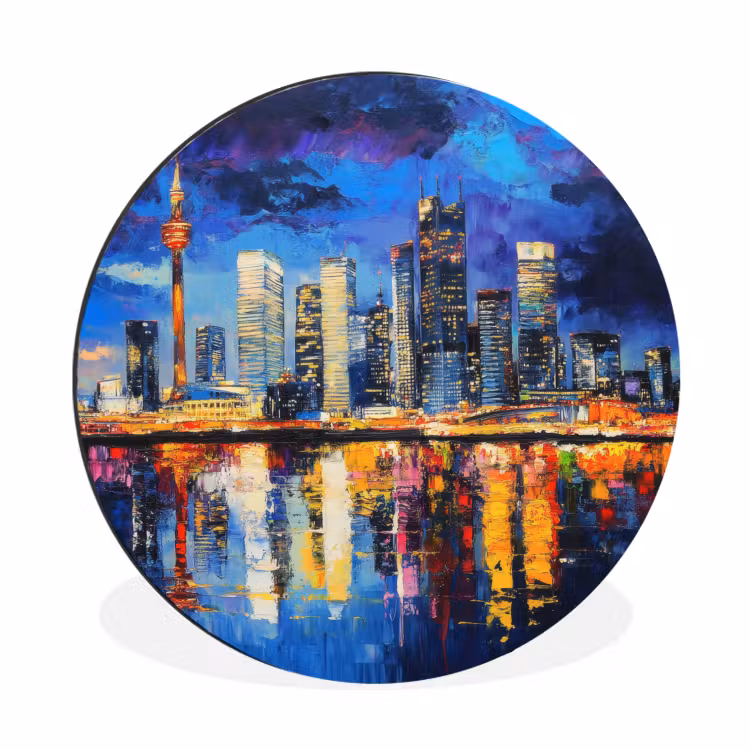 Wandcirkel - Aluminium - Skyline Toronto - Modern - Stadslicht - Blauw — 1