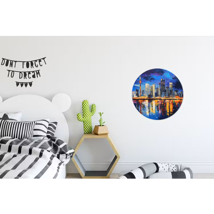 Wandcirkel - Aluminium - Skyline Toronto - Modern - Stadslicht - Blauw — 5