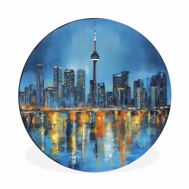 Wandcirkel - Aluminium - Skyline Toronto - Water - Stadslichten - Toren — 1