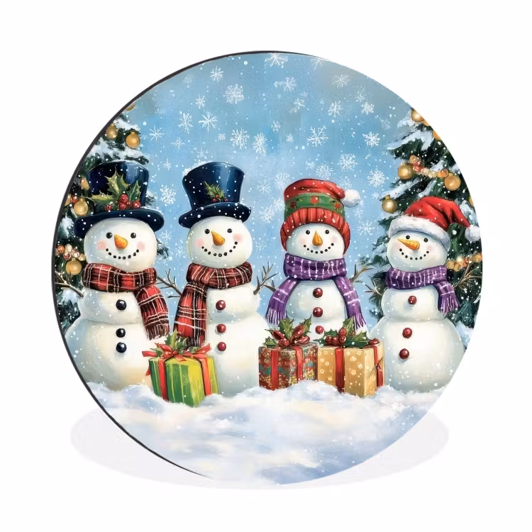 Wandcirkel - Aluminium - Vrolijk - Sneeuw - Kleurrijk — 1