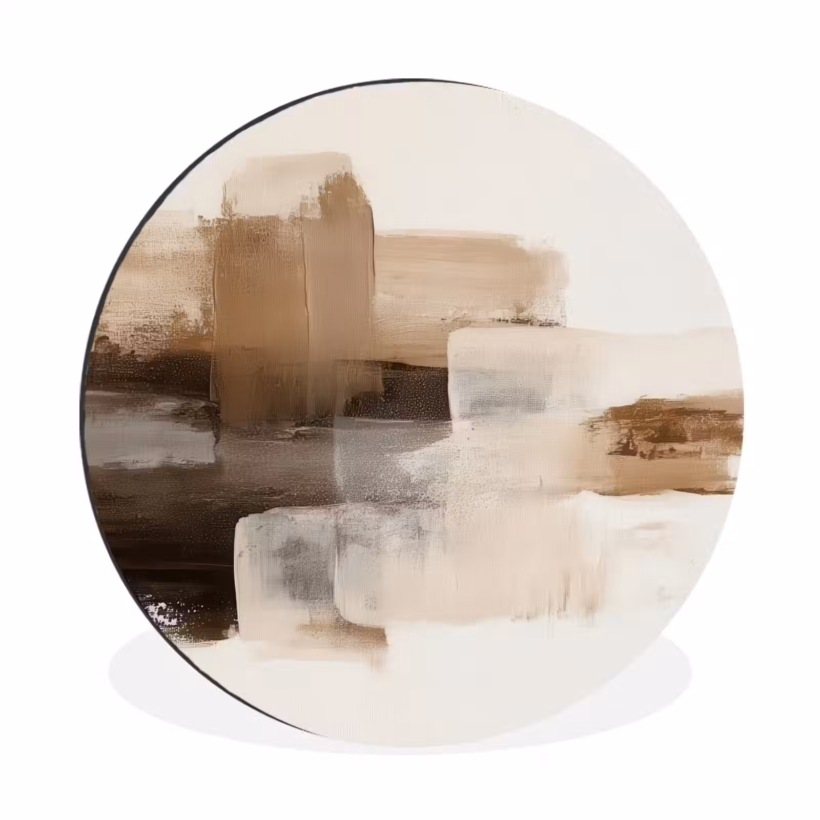 Wandcirkel - Aluminium - Penseelstreken - Abstract landschap - Rust — 1