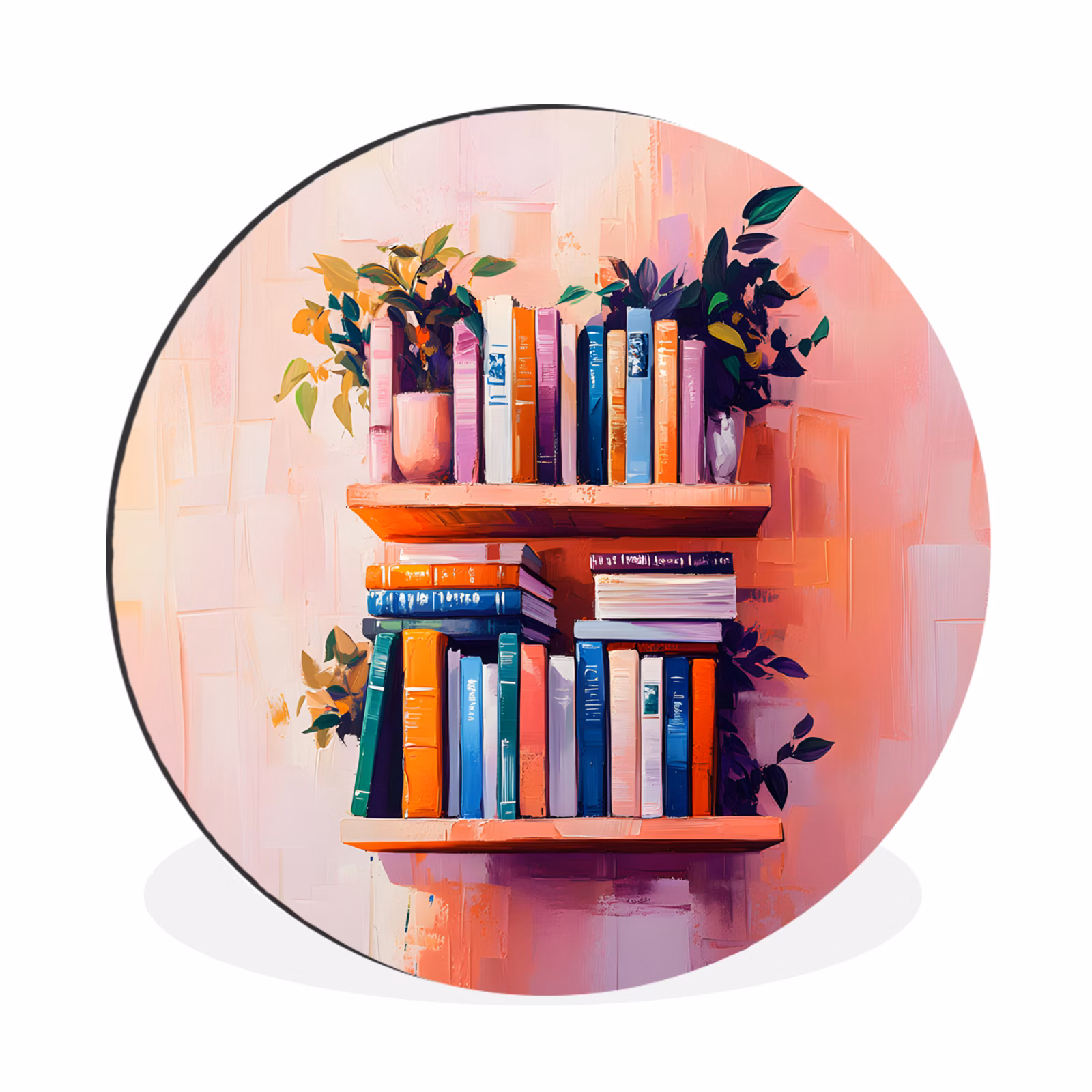 Wandcirkel - Aluminium - Planken - Boeken - Bladeren — 1