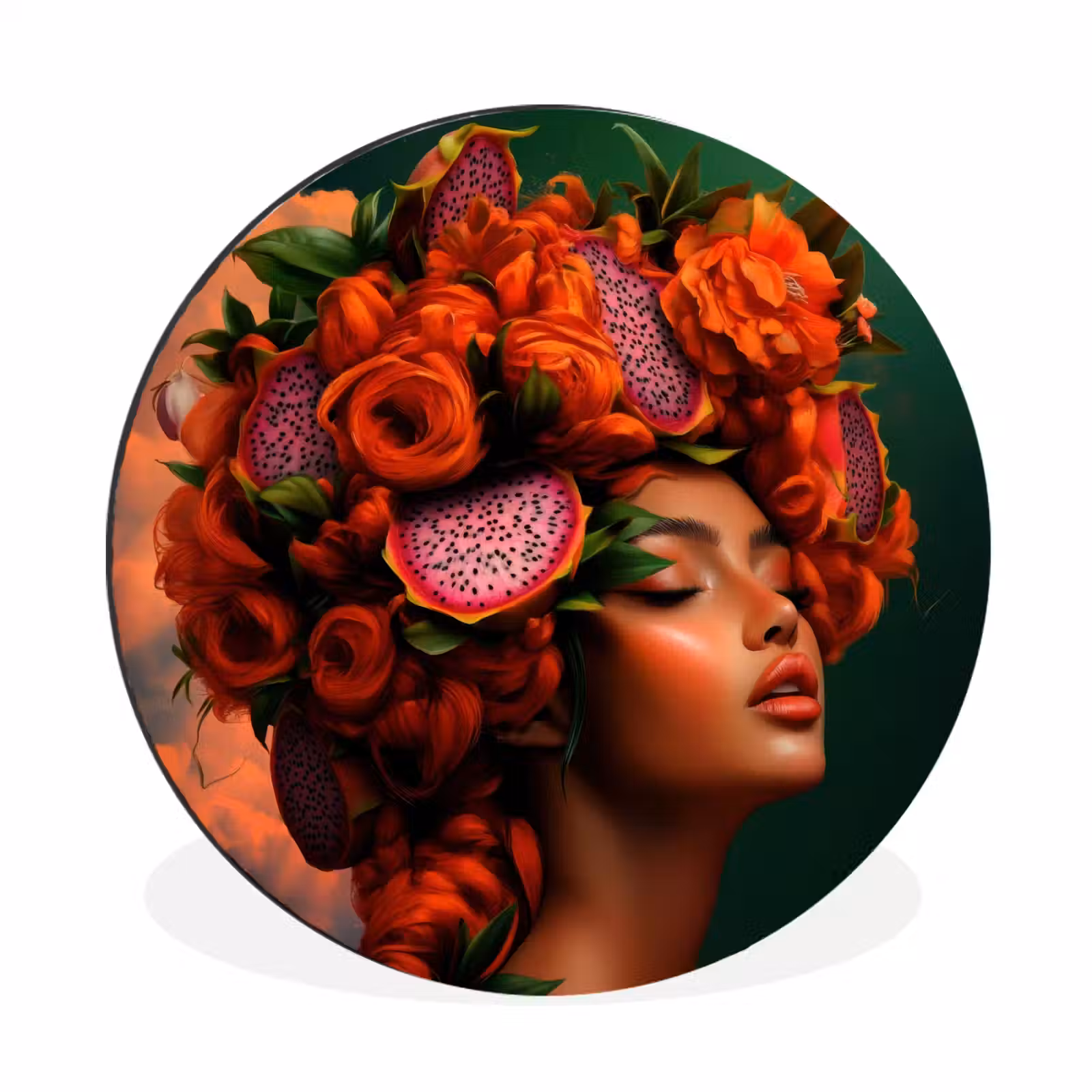 Wandcirkel - Aluminium - Vrouw - Drankenfruit - Rozen — 1