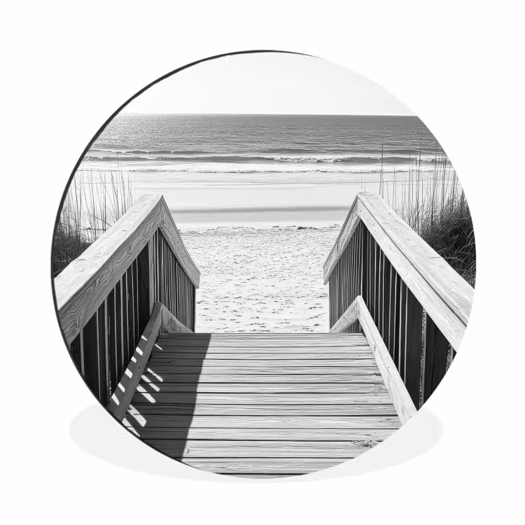 Wandcirkel - Aluminium - Loopbrug - Hout - Strand - Zee — 1