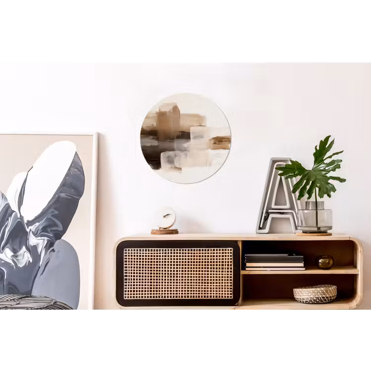 Wandcirkel - Aluminium - Penseelstreken - Abstract landschap - Rust — 3