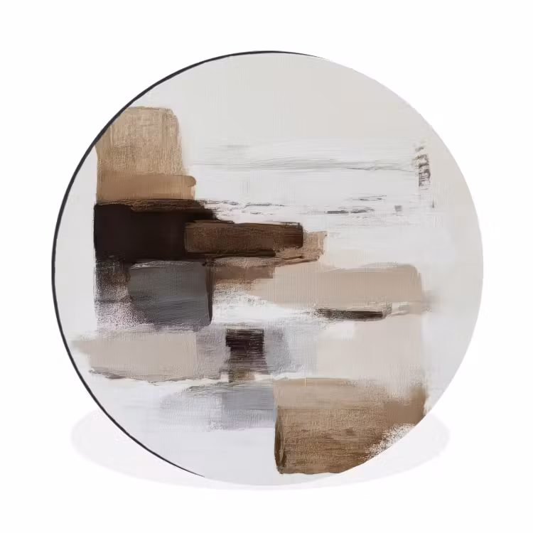 Wandcirkel - Aluminium - Penseelstreken - Balans - Beige - Bruin — 1