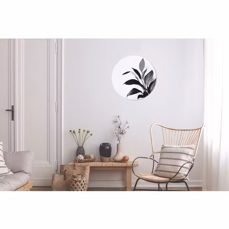 Wandcirkel - Aluminium - Plant - Bladeren - Minimalistisch - Zwart — 2