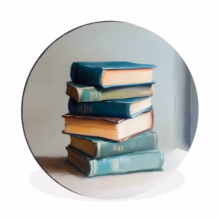 Wandcirkel - Aluminium - Stapel - Boeken - Groen - Daglicht — 1