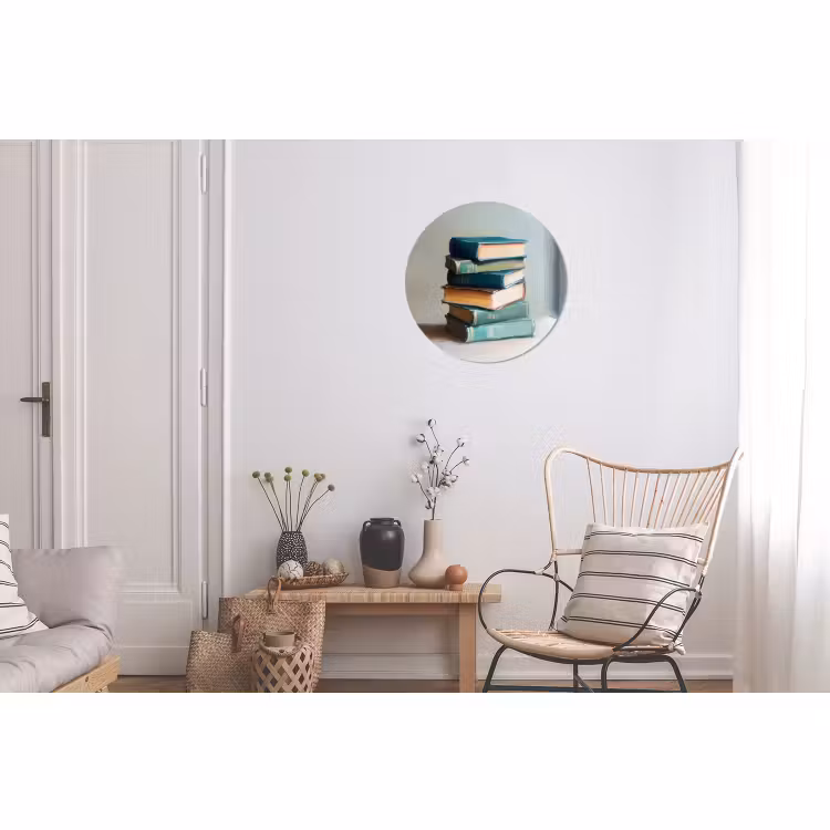 Wandcirkel - Aluminium - Stapel - Boeken - Groen - Daglicht — 2
