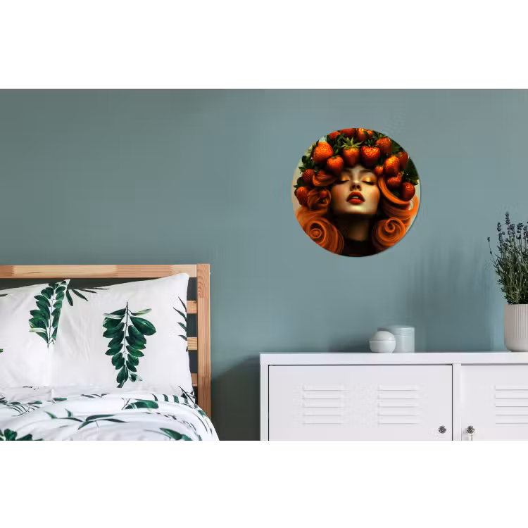 Wandcirkel - Aluminium - Vrouw - Aardbeien - Kroon — 4